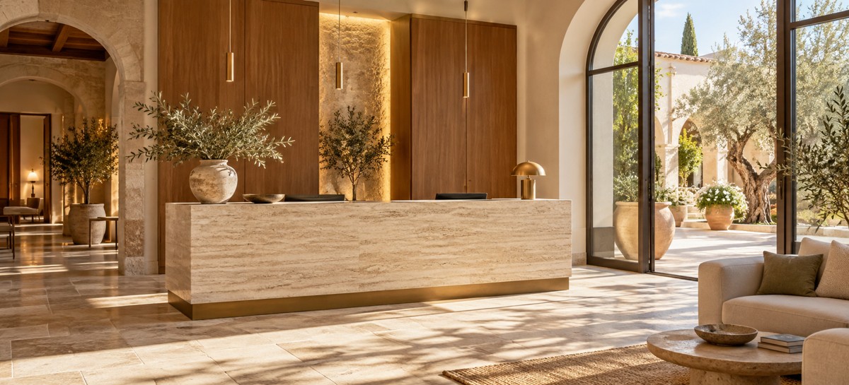 Reception di un hotel mediterraneo — immagine illustrativa